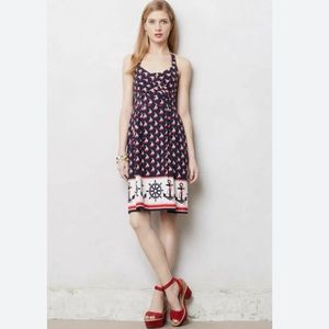 Anthropologie Postmark Windward Halter Dress Red White Blue Nautical